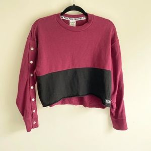 VS Pink Color Block Cropped Sweatshirt Size XS